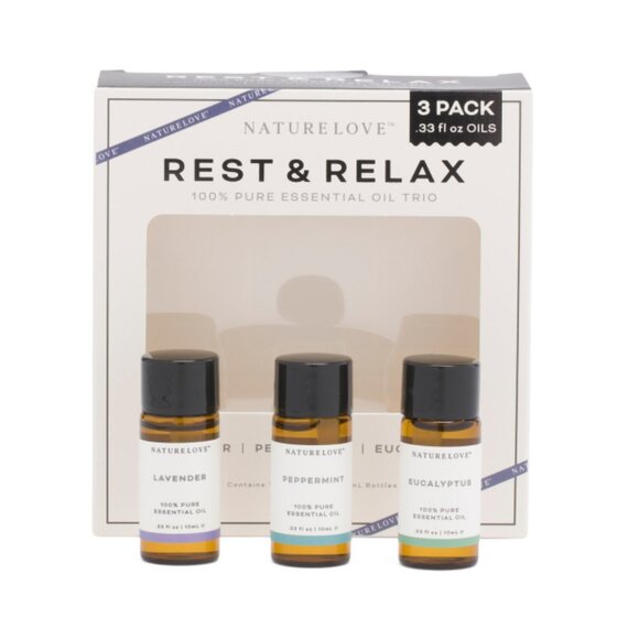 NATURE LOVE Multi 3pk Essential Oil Trio Lavender Peppermint Eucalyptus - Picture 1 of 1
